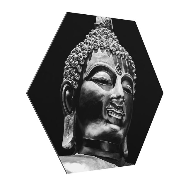 Hexagons Aluminium Dibond schilderijen Buddha Statue Face