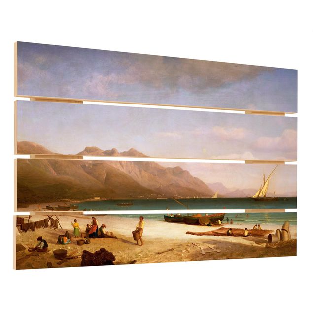 Houten schilderijen op plank Albert Bierstadt - Bay of Salerno