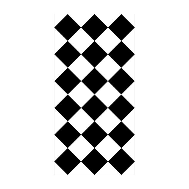 Vloerkleed zwart wit Geometrical Pattern Rotated Chessboard Black And White