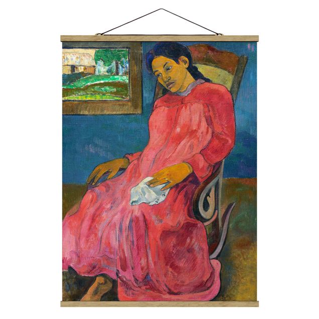 Stoffen schilderij met posterlijst Paul Gauguin - Faaturuma (Melancholic)