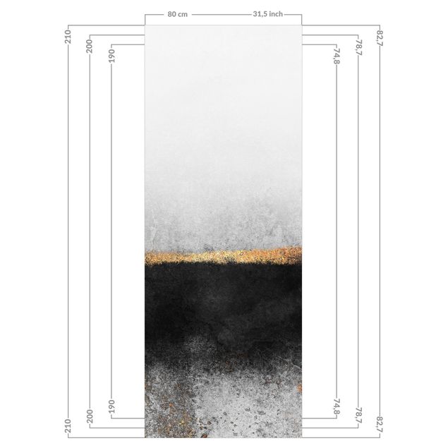 Duschrückwand - Abstrakter Goldener Horizont Schwarz Weiß