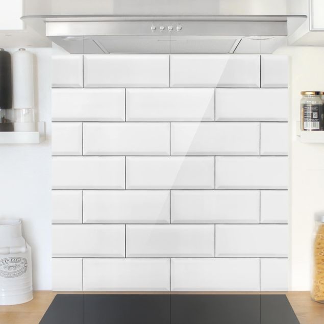 Spatscherm keuken White Ceramic Tiles