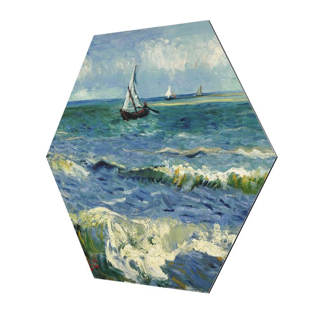 Hexagons Aluminium Dibond schilderijen Vincent Van Gogh - Seascape Near Les Saintes-Maries-De-La-Mer
