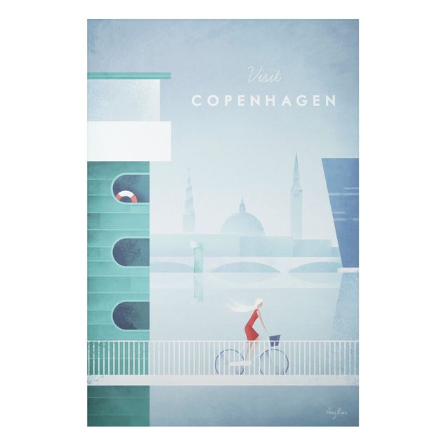 Aluminium Dibond schilderijen Travel Poster - Copenhagen