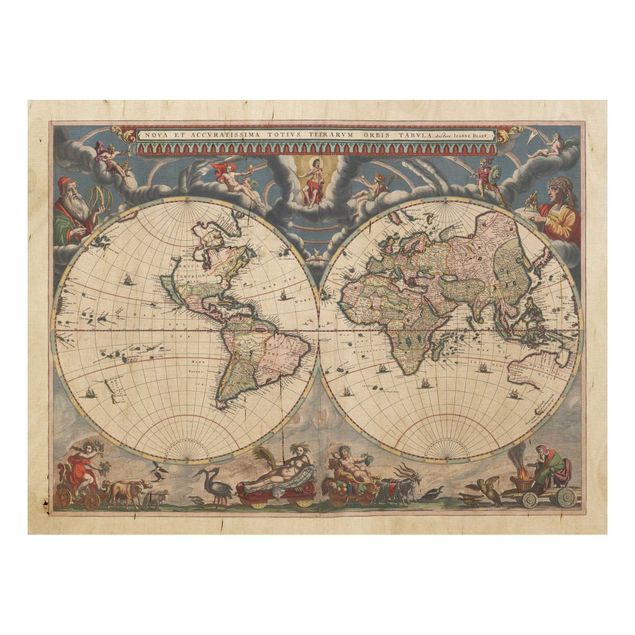 Houten schilderijen Historic World Map Nova Et Accuratissima Of 1664