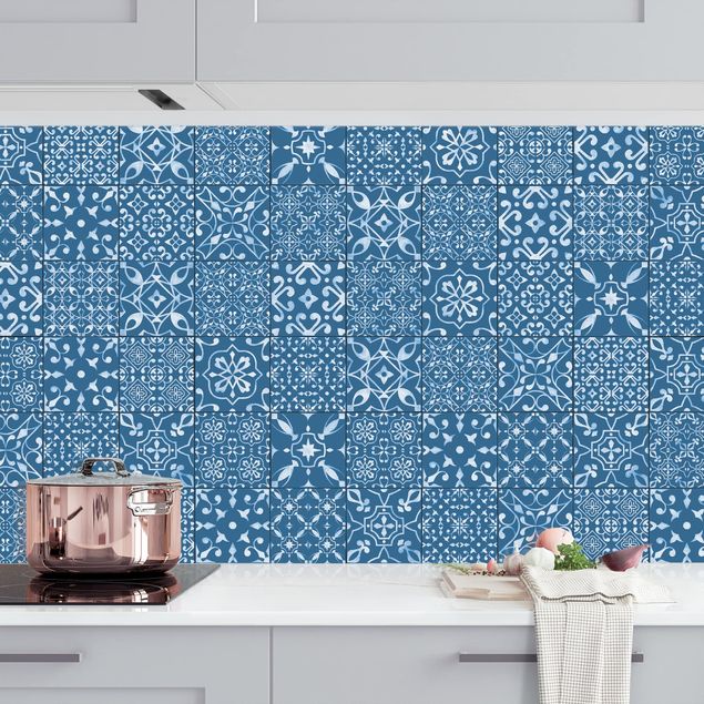 Achterwand voor keuken patroon Patterned Tiles Navy White