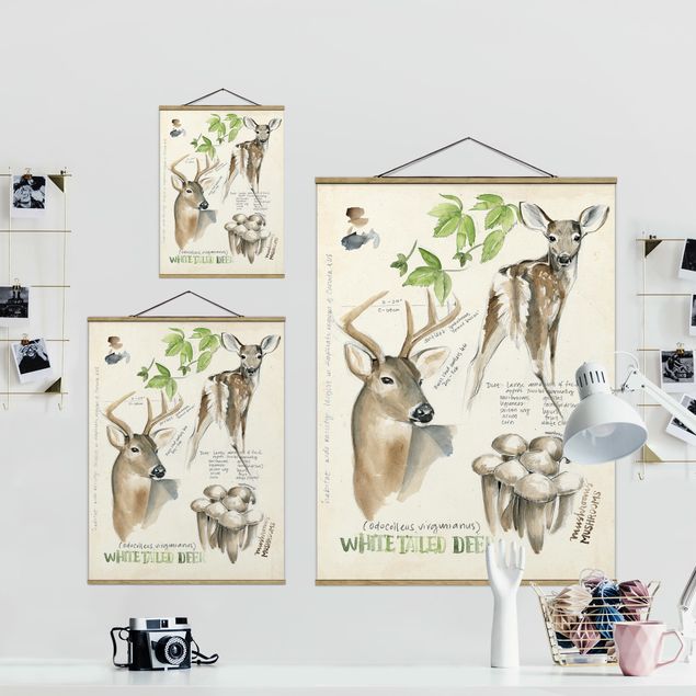 Stoffen schilderij met posterlijst Wilderness Journal - Deer