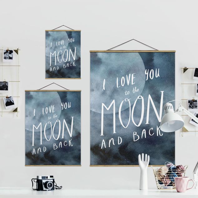 Stoffen schilderij met posterlijst Heavenly Love - Moon