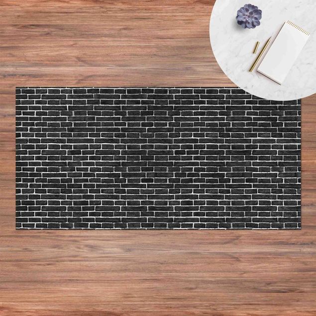 loper vloerkleed Brick Wall Black