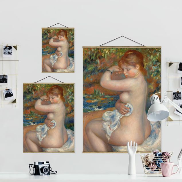 Stoffen schilderij met posterlijst Auguste Renoir - After the Bath
