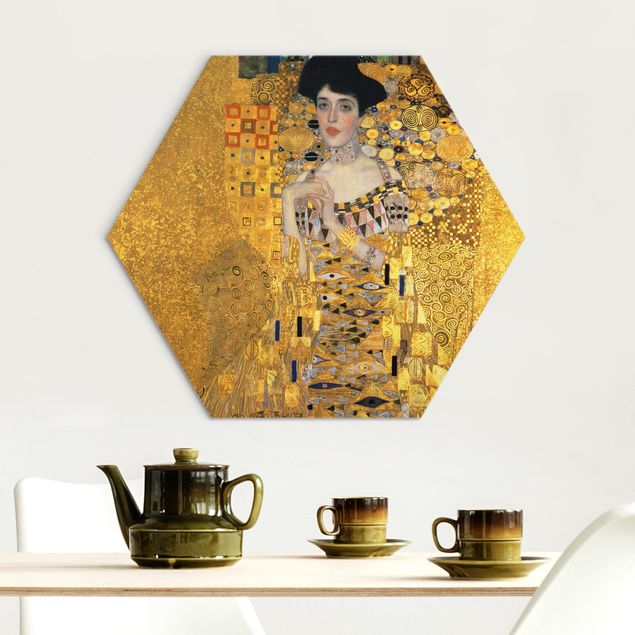 Hexagons Aluminium Dibond schilderijen Gustav Klimt - Portrait Of Adele Bloch-Bauer I