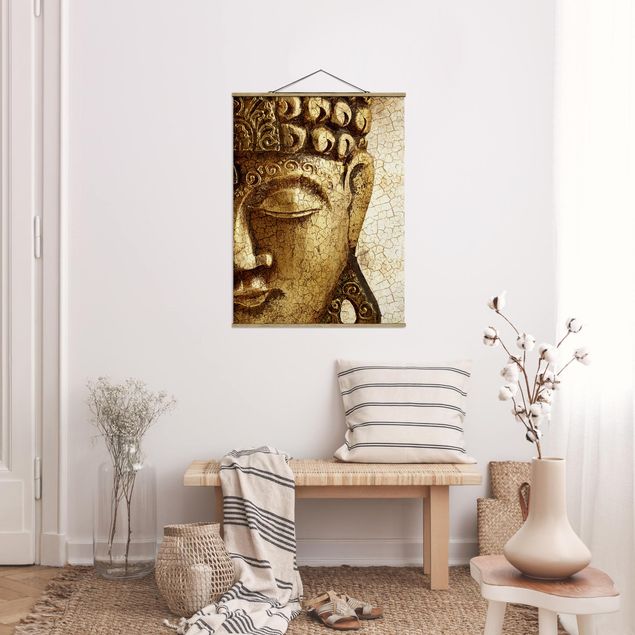 Stoffen schilderij met posterlijst Vintage Buddha