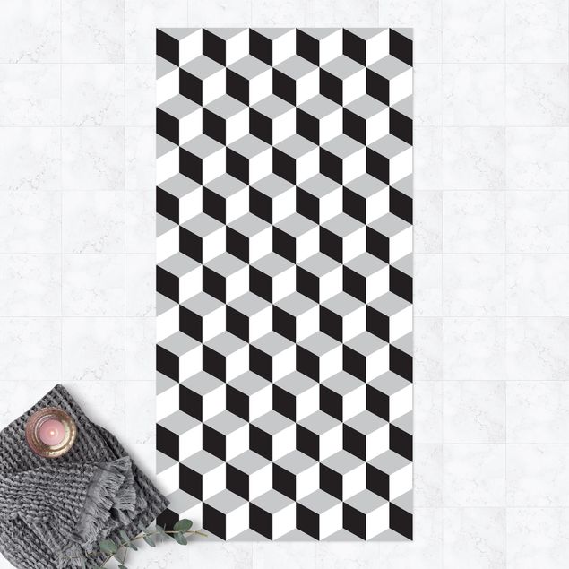 Balkonkleden Geometrical Tile Mix Cubes Black