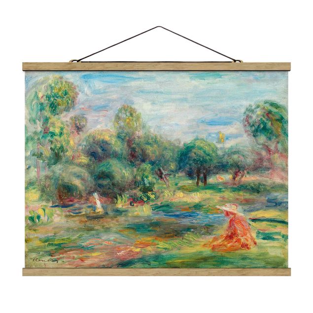 Stoffen schilderij met posterlijst Auguste Renoir - Landscape At Cagnes