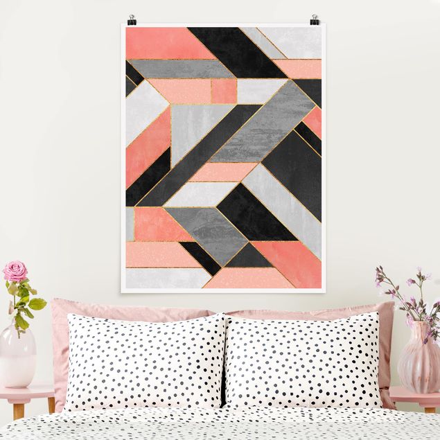 Posters Geometry Pink And Gold
