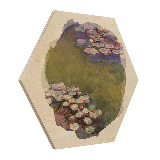 Hexagons houten schilderijen WaterColours - Claude Monet - Water Lilies