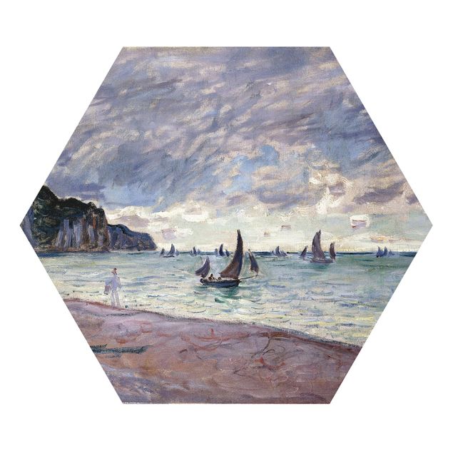 Hexagons Forex schilderijen Claude Monet - Fishing Boats In Front Of The Beach And Cliffs Of Pourville