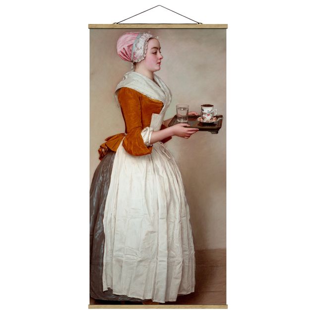 Stoffen schilderij met posterlijst Jean Etienne Liotard - The Chocolate Girl