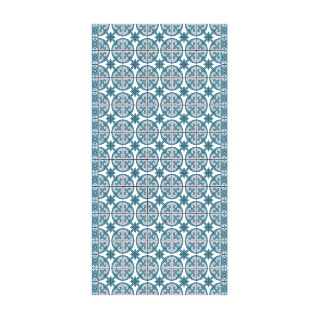 blauw tapijt Geometrical Tile Mix Circles Blue Grey