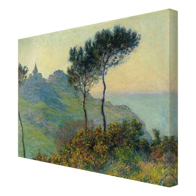Canvas schilderijen Claude Monet - The Church Of Varengeville At Evening Sun