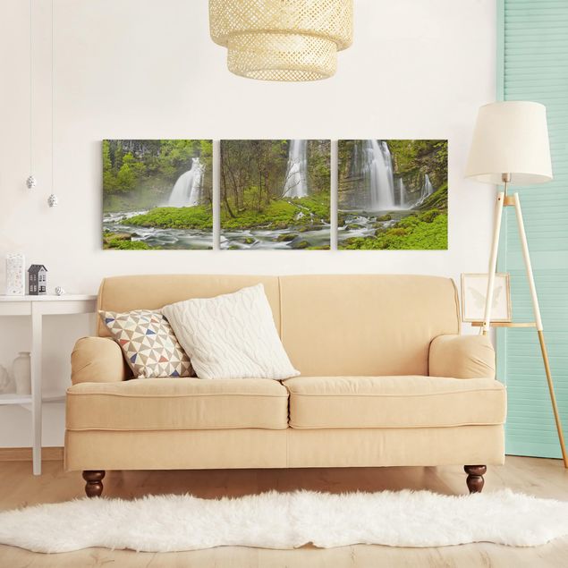 Canvas schilderijen - 3-delig Waterfalls Cascade De Flumen