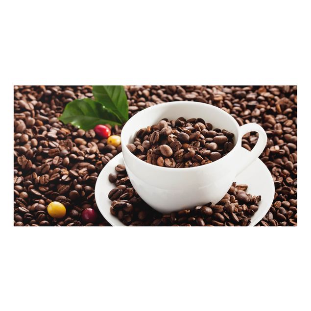 Spatscherm keuken Coffee Cup With Roasted Coffee Beans