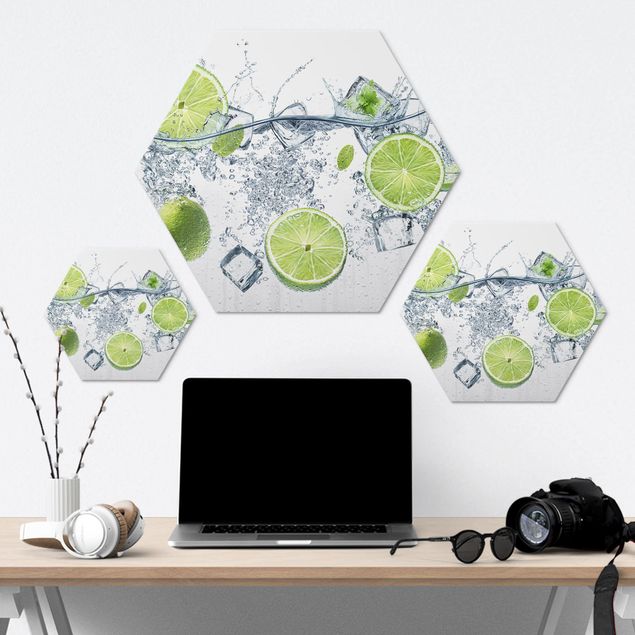 Hexagons Aluminium Dibond schilderijen Refreshing Lime