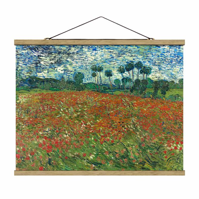 Stoffen schilderij met posterlijst Vincent Van Gogh - Poppy Field