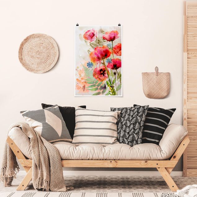 Posters Watercolour Flowers Poppy