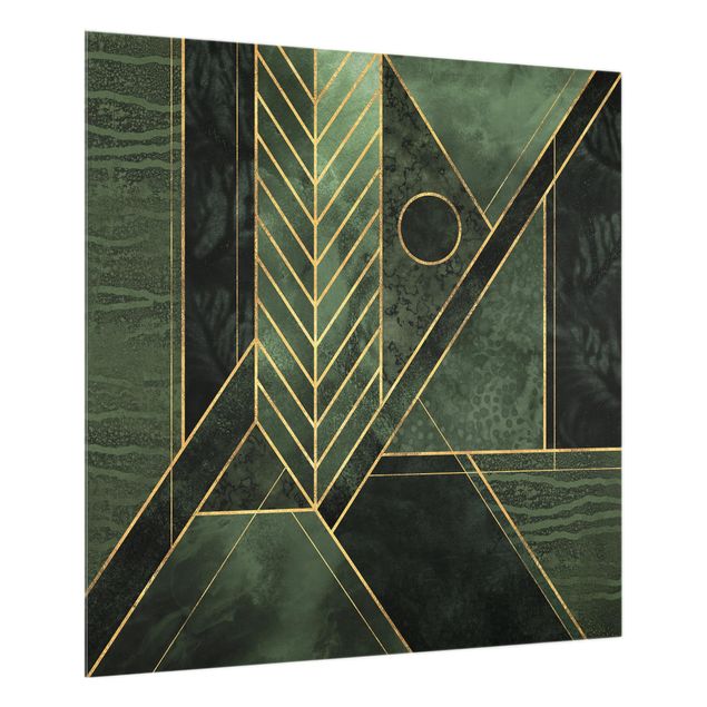 Spatscherm keuken Geometric Shapes Emerald Gold