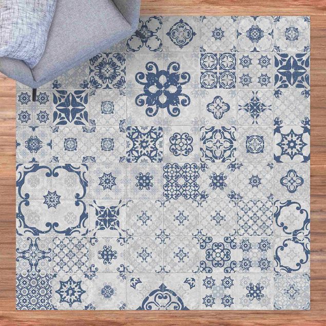 Vloerkleden tegellook Ceramic Tiles Agadir Blue