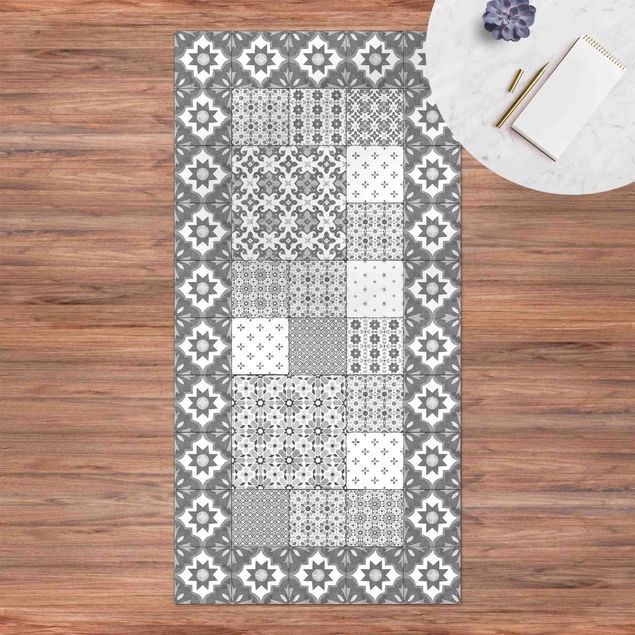 Loper tapijt Moroccan Tiles Combination Marrakech With Tile Frame