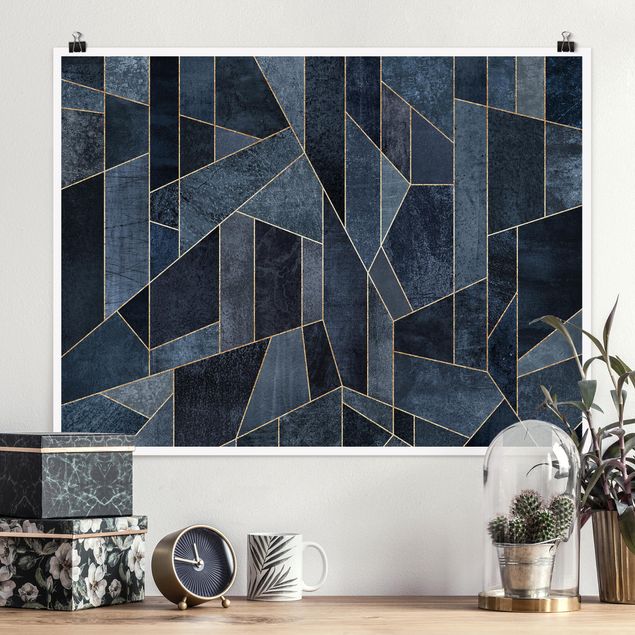 Posters Blue Geometry Watercolour