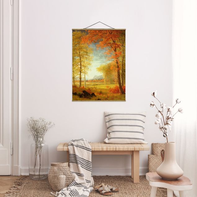 Stoffen schilderij met posterlijst Albert Bierstadt - Autumn In Oneida County, New York