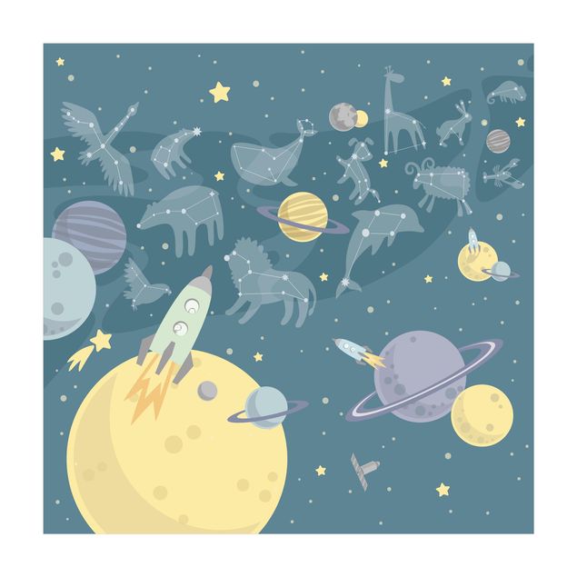 grote vloerkleden Planets With Zodiac And Rockets