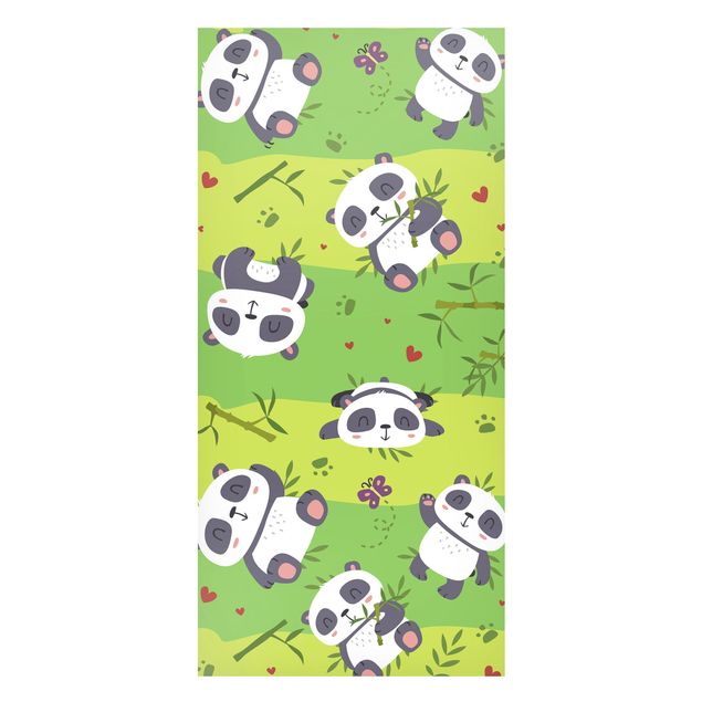 Magneetborden Cute Panda On Green Meadow