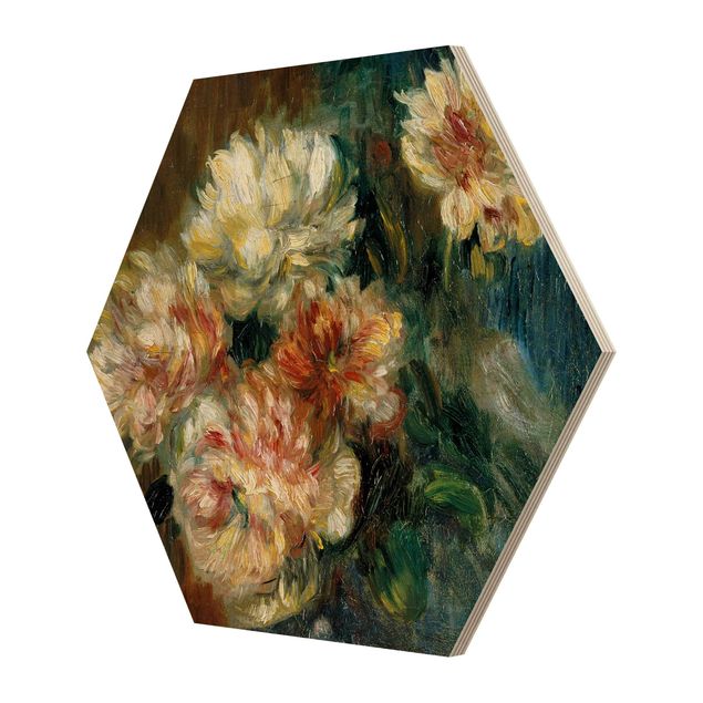 Hexagons houten schilderijen Auguste Renoir - Vase of Peonies