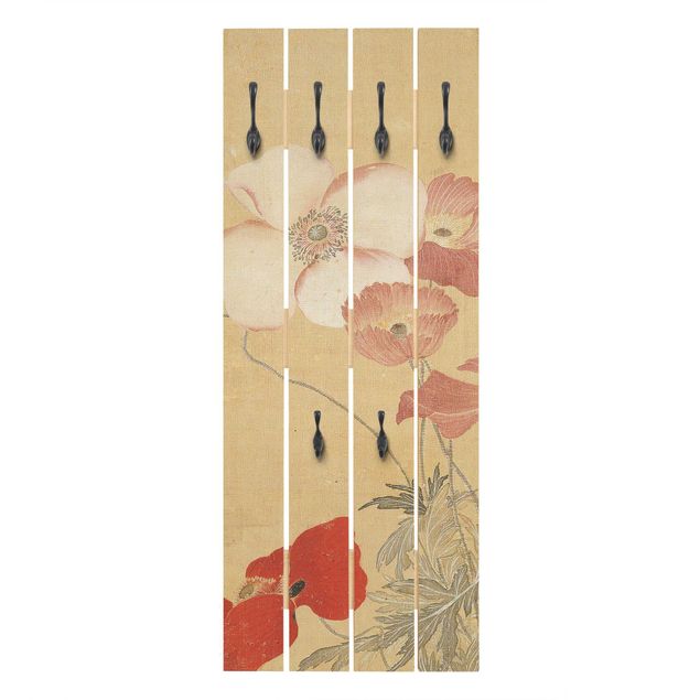 Wandkapstokken houten pallet Yun Shouping - Poppy Flower