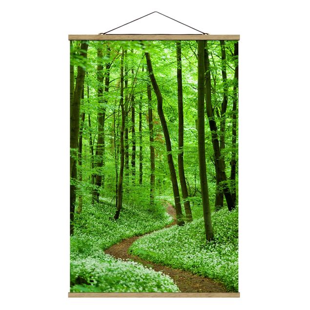 Stoffen schilderij met posterlijst Romantic Forest Track