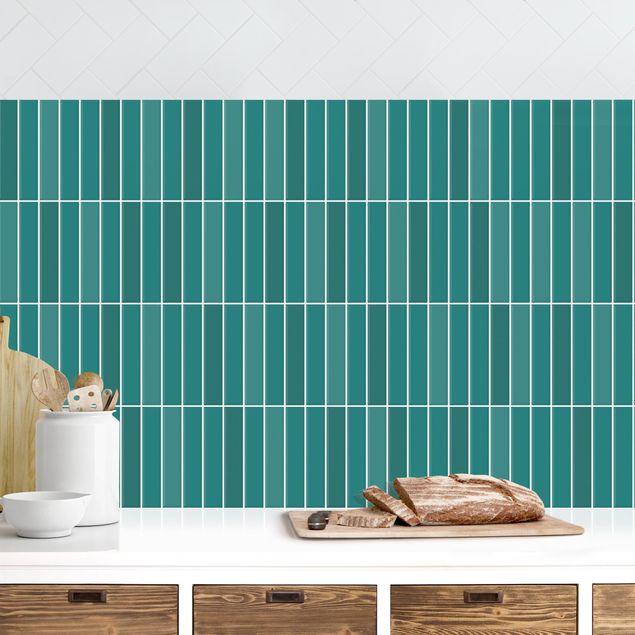 Achterwand voor keuken tegelmotief Subway Tiles - Turquoise