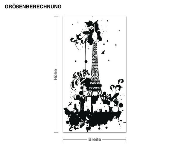 Muurstickers métropole Eiffel Tower with tendrils design