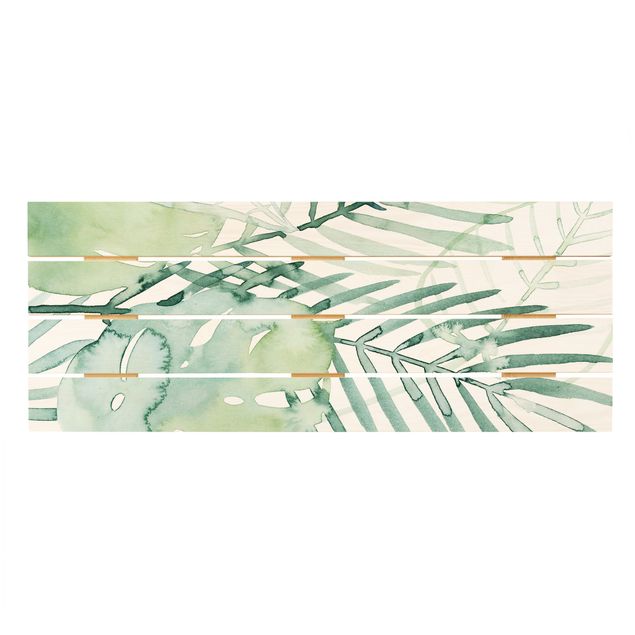 Houten schilderijen op plank Palm Fronds In Watercolour I