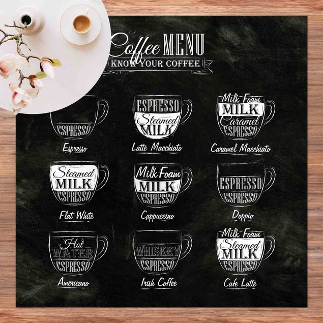 Vloerkleed modern Coffee Varieties Chalkboard