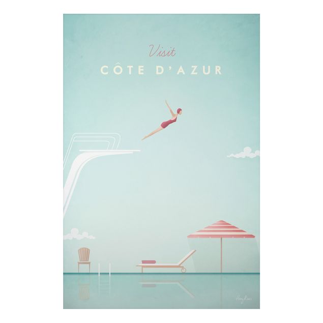 Aluminium Dibond schilderijen Travel Poster - Côte D'Azur