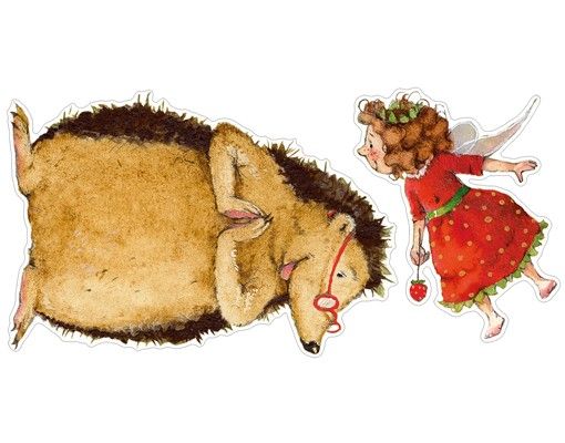 Muurstickers Little Strawberry Strawberry Fairy - With The Hedgehog Sticker Set