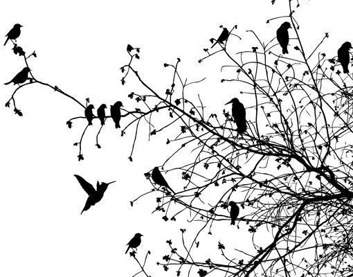 Raamstickers Branches and Birds in Autumn