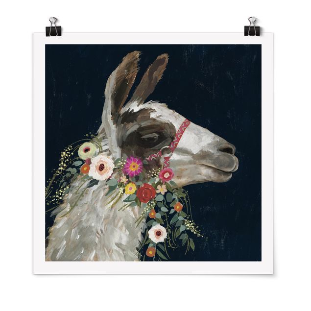 Posters Lama With Floral Decoration I