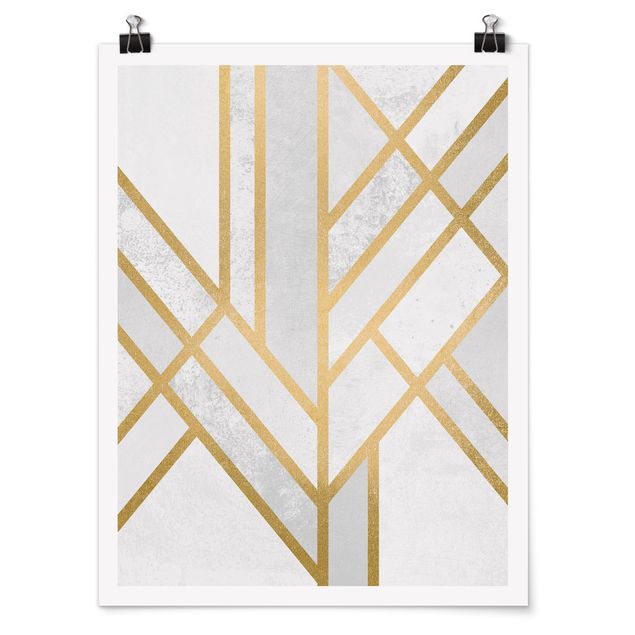 Posters Art Deco Geometry White Gold