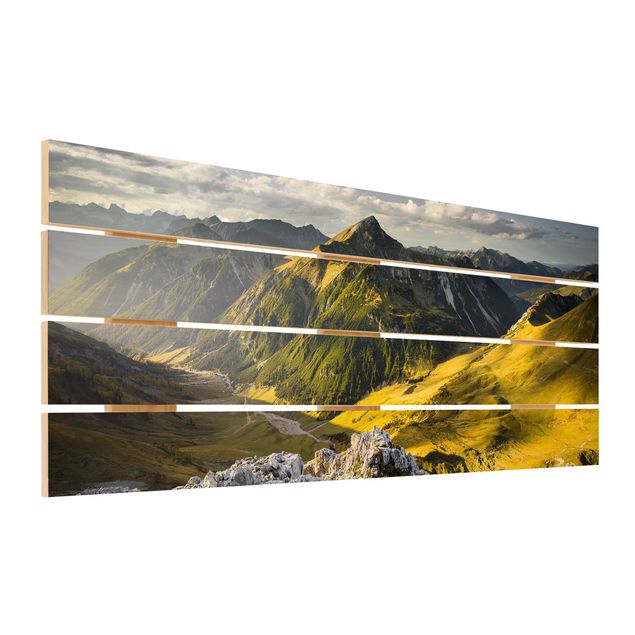 Houten schilderijen op plank Mountains And Valley Of The Lechtal Alps In Tirol