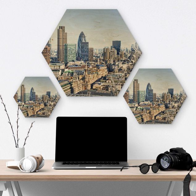 Hexagons houten schilderijen City Of London